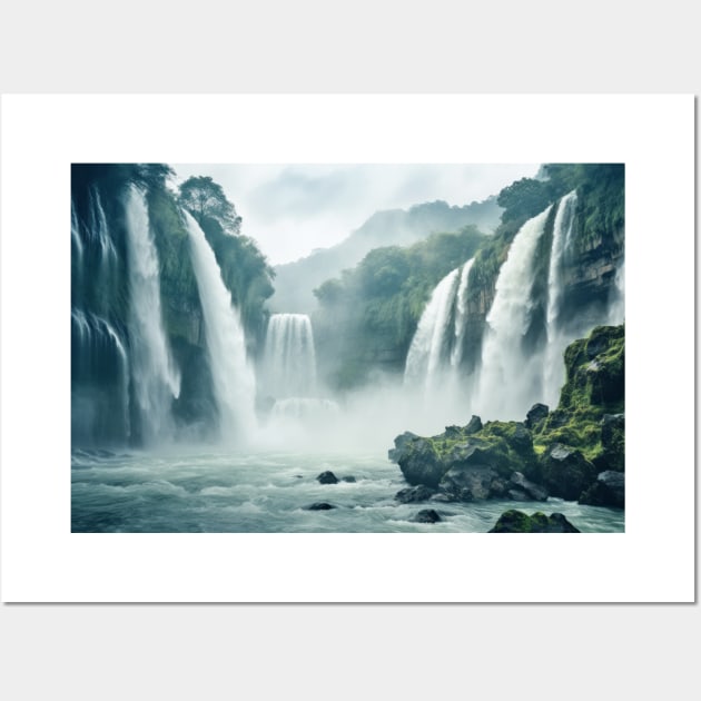 Waterfall Majestic Beautiful Landscape Wall Art by Cubebox